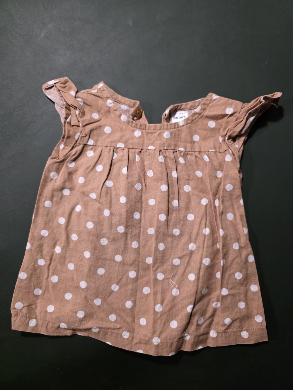 Carter's Mauve Pink Polka Dot Flutter Sleeve Top